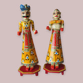 Wooden Hand Painted Isar Gangaur Idols - Yellow